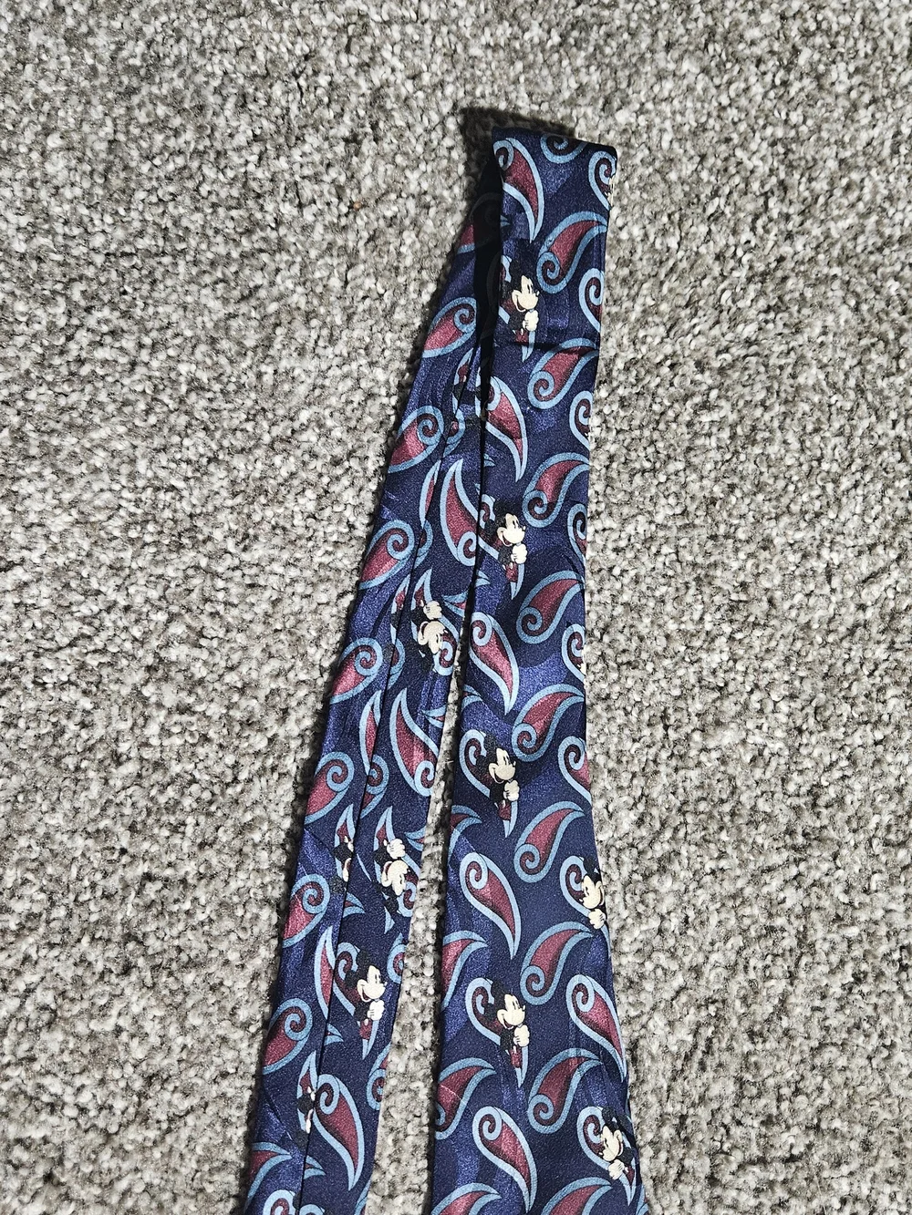 Disney Mickey Mouse Tie Mens Navy Blue OS 100% Silk